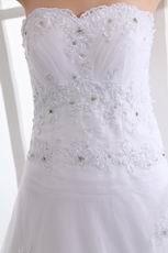 Cheap Sweetheart Appliqued Bodice Corset White Bridal Wedding Dress