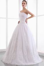 Strapless Dentate Appliqued Bottom Puffy Skirt Wedding Dress