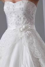 Appliqued Corset Back Cathedral Train Puffy Wedding Bridal Dress