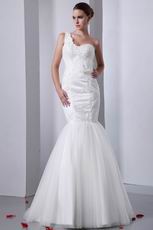 One Shoulder Sweetheart White Custom Lace Wedding Dress