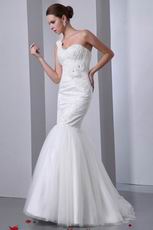 One Shoulder Sweetheart White Custom Lace Wedding Dress