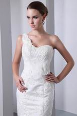 One Shoulder Sweetheart White Custom Lace Wedding Dress
