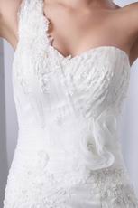 One Shoulder Sweetheart White Custom Lace Wedding Dress
