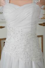 Straps A-line Skirt Wite Chapel Train Ivory Wedding Dress 2014