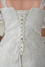 Straps A-line Skirt Wite Chapel Train Ivory Wedding Dress 2014