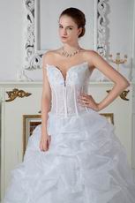 Destination Transparent Bodice Ball Gown Bubble Wedding Dress