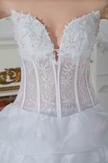 Destination Transparent Bodice Ball Gown Bubble Wedding Dress