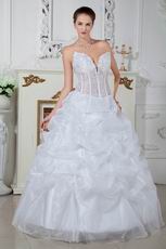 Destination Transparent Bodice Ball Gown Bubble Wedding Dress