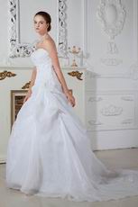 Unique Appliques White Princess Wedding Dress With Chapel Train