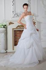 Unique Appliques White Princess Wedding Dress With Chapel Train