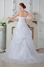 Unique Appliques White Princess Wedding Dress With Chapel Train