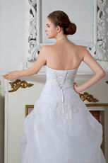 Unique Appliques White Princess Wedding Dress With Chapel Train