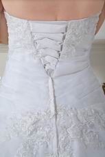 Unique Appliques White Princess Wedding Dress With Chapel Train