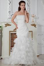 Strapless Mermaid Layers Ruffled Skirt Hot Sell Wedding Dress