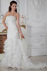 Strapless Mermaid Layers Ruffled Skirt Hot Sell Wedding Dress