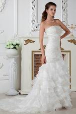 Strapless Mermaid Layers Ruffled Skirt Hot Sell Wedding Dress