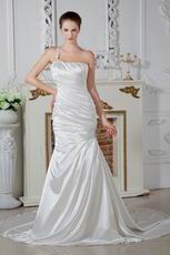 Designer One Shoulder Lace Up Bridal Wedding Party A-line Dress