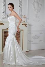 Designer One Shoulder Lace Up Bridal Wedding Party A-line Dress