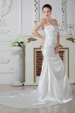 Designer One Shoulder Lace Up Bridal Wedding Party A-line Dress