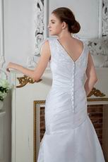 Modest V-Neck White Chapel Wedding Bridal Dress Stores