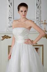 Destination A-line Chapel Train Zipper Strapless Ivory Bridal Dress