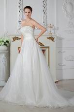 Destination A-line Chapel Train Zipper Strapless Ivory Bridal Dress