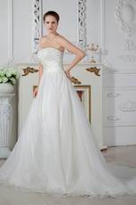 Destination A-line Chapel Train Zipper Strapless Ivory Bridal Dress