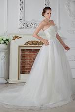 Destination A-line Chapel Train Zipper Strapless Ivory Bridal Dress