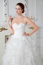 Luxurious Sweetheart Dropped Waist Cathedral Feather Wedding Dress