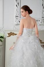Luxurious Sweetheart Dropped Waist Cathedral Feather Wedding Dress