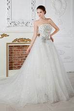 Luxurious Feather Appliques Tulle Buy Wedding Dresses With Crystals