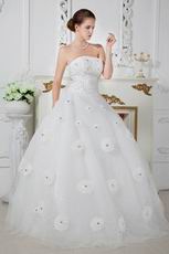 Strapless Flowers Crystal Puffy Skirt Wedding Dress On Sale