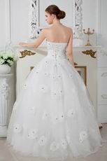 Strapless Flowers Crystal Puffy Skirt Wedding Dress On Sale