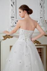 Strapless Flowers Crystal Puffy Skirt Wedding Dress On Sale