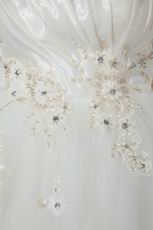 Discount Strapless Appliques Ball Gown Ivory Net Bridal Gowns