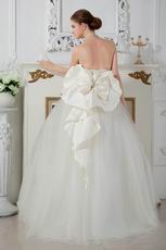 Discount Strapless Appliques Ball Gown Ivory Net Bridal Gowns