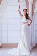 Hottest Halter Mermaid Silhouette Ivory Lace Bridal Gown Petite