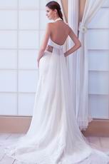 Hottest Halter Mermaid Silhouette Ivory Lace Bridal Gown Petite