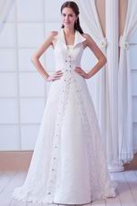 Glamorous Dropped Waist Ivory Lace Wedding Dress 2014