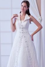 Glamorous Dropped Waist Ivory Lace Wedding Dress 2014