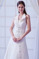 Glamorous Dropped Waist Ivory Lace Wedding Dress 2014