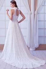 Glamorous Dropped Waist Ivory Lace Wedding Dress 2014