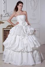 Unique Strapless Ivory Stain Bubble Skirt Bridal Wedding Dress