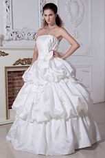 Unique Strapless Ivory Stain Bubble Skirt Bridal Wedding Dress