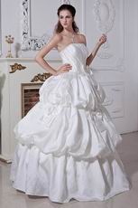 Unique Strapless Ivory Stain Bubble Skirt Bridal Wedding Dress