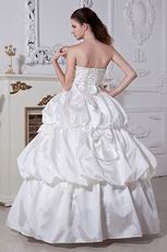 Unique Strapless Ivory Stain Bubble Skirt Bridal Wedding Dress