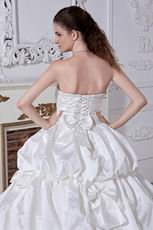 Unique Strapless Ivory Stain Bubble Skirt Bridal Wedding Dress