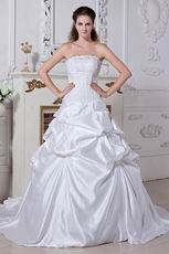 Inexpensive Strapless Appliques Bubble Ball Gown Bridal Gowns