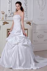 Inexpensive Strapless Appliques Bubble Ball Gown Bridal Gowns