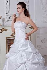 Inexpensive Strapless Appliques Bubble Ball Gown Bridal Gowns